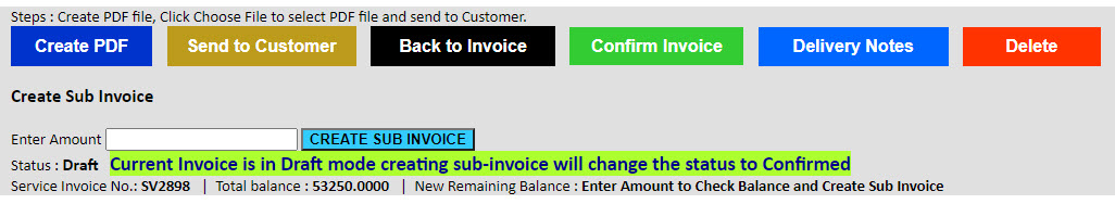 Creating and Sending Service Invoice