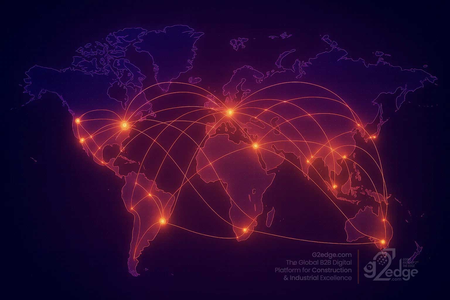 Global trade network visualization linking suppliers and buyers