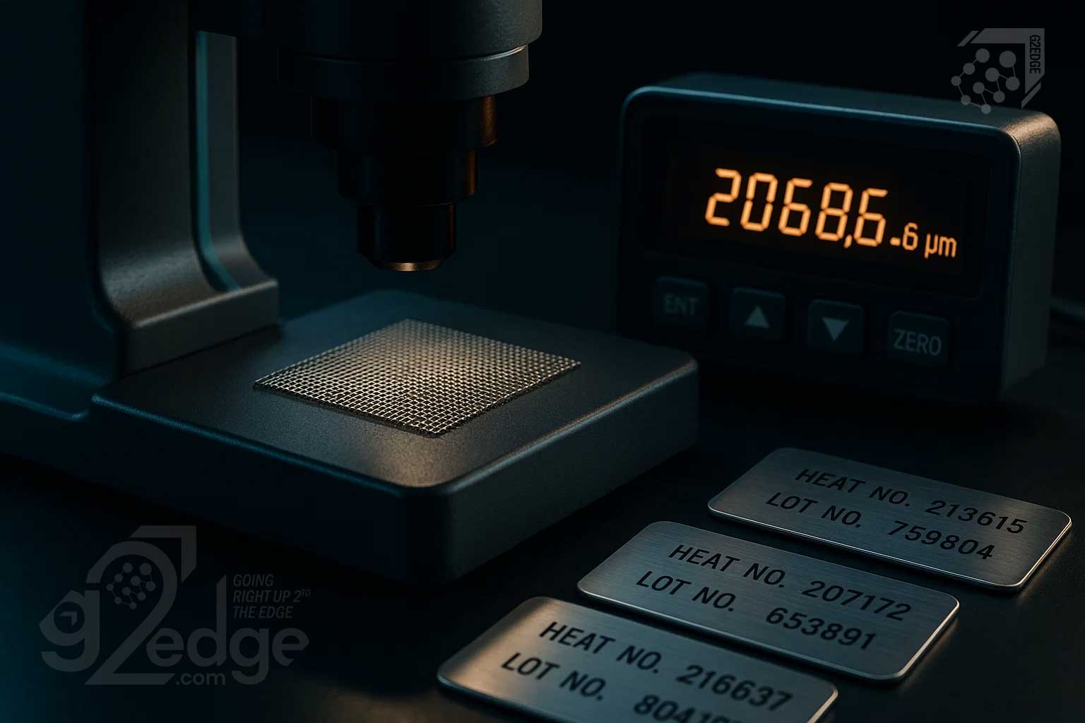 Metrology microscope measuring mesh aperture with digital readout
